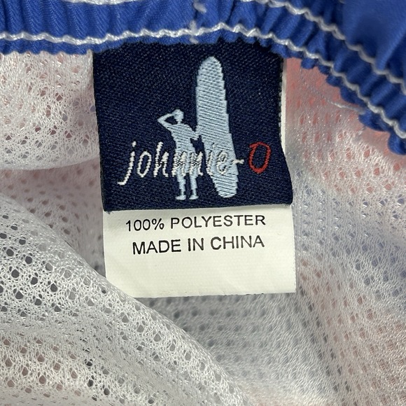 Johnnie O Swim Trunks Men's 2XL Blue Pink Striped Mesh Lined Surf Beach Travel - Picture 9 of 13